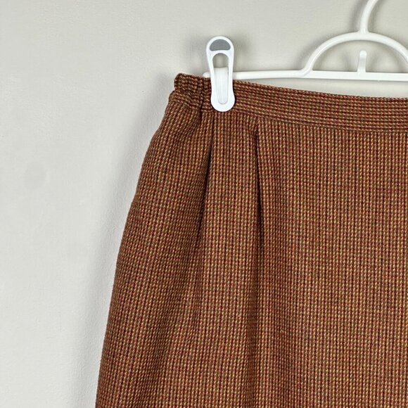 Vintage Wool Blend Micro Houndstooth Pattern Pencil Skirt - Picture 3 of 10